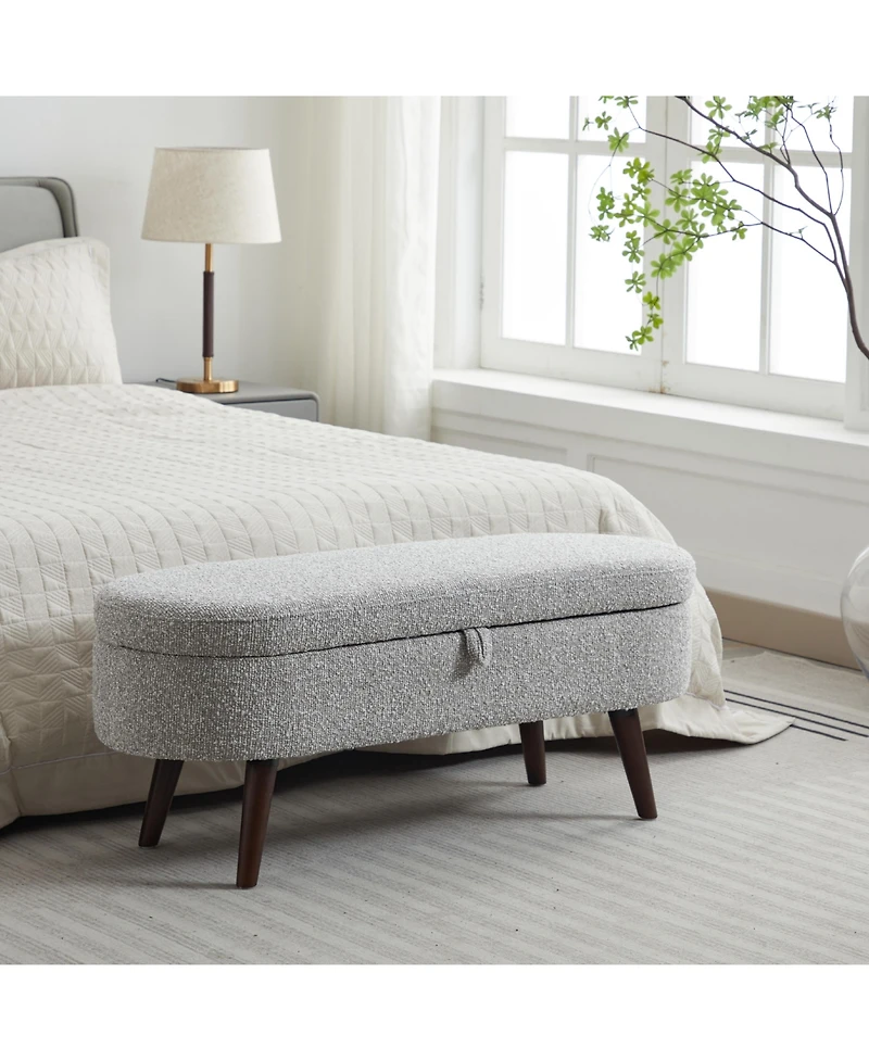 Streamdale S02 Basics Upholstered Storage Ottoman and Entryway Bench Grey