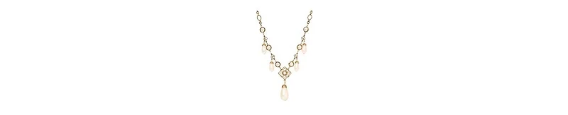 2028 Faux Cultivated Pearl Filigree Bib Necklace
