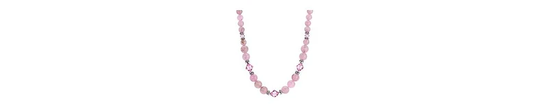 2028 Pink Acrylic Bead Crystal Strand Necklace