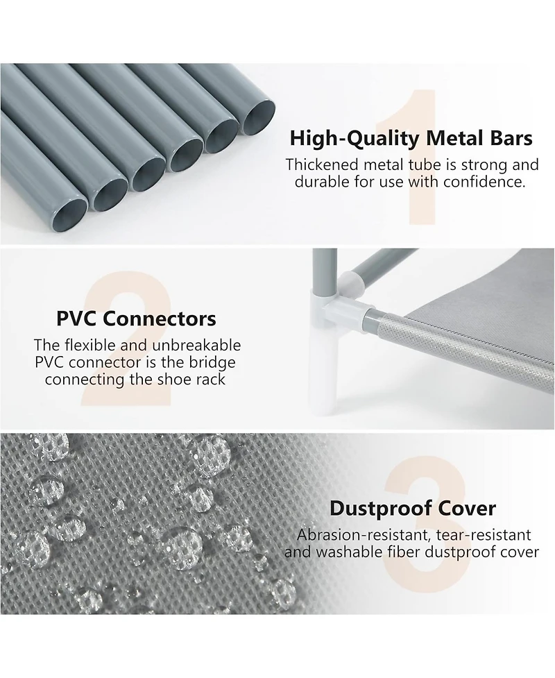 Tribesigns 10 Tier Shoes Rack with Cover,50 Pair Large Shoe Stand, Non-Woven Shoe Storage Cabinet