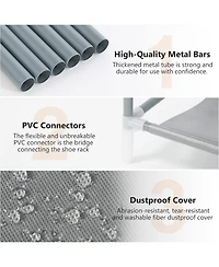 Tribesigns 10 Tier Shoes Rack with Cover,50 Pair Large Shoe Stand, Non-Woven Shoe Storage Cabinet