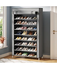 Tribesigns 10 Tier Shoes Rack with Cover,50 Pair Large Shoe Stand, Non-Woven Shoe Storage Cabinet