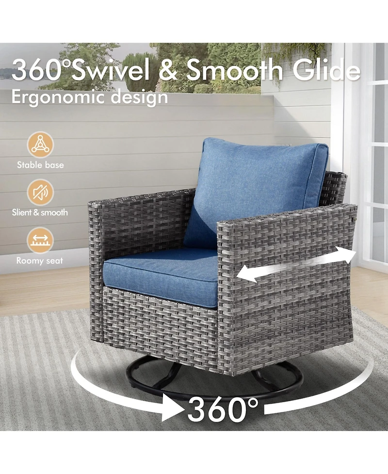 Xizzi 8 Piece Outdoor Patio Furniture Set,High Back Wicker Sofa Couch with 360° Swivel Rocking Chairs,Rattan Chairs and Ottoman Conversation Set