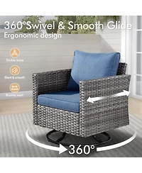 Xizzi 8 Piece Outdoor Patio Furniture Set,High Back Wicker Sofa Couch with 360° Swivel Rocking Chairs,Rattan Chairs and Ottoman Conversation Set