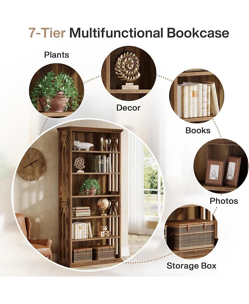 Tribesigns 6-Tier Bookshelf, 75-Inch Tall Bookcase, Large Bookshelves and Bookcases Freestanding Display Shelves, Wood Book Shelf for Living Room, Hom