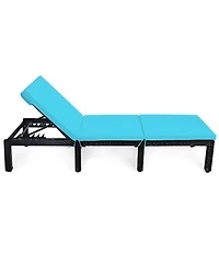 2PCS Patio Rattan Lounge Chair Height Adjustable