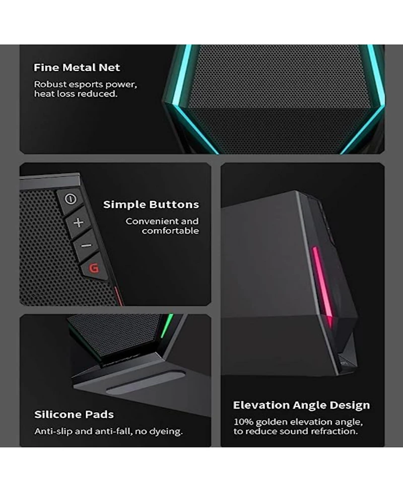 G1500 Computer Speakers, Hecate Gaming Speakers with Rgb, Bluetooth 5.3, Black