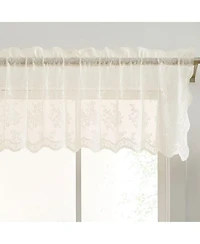 Hlc.me Jolene Floral Rod Pocket Lace Semi Sheer Voile Short Valance for Small