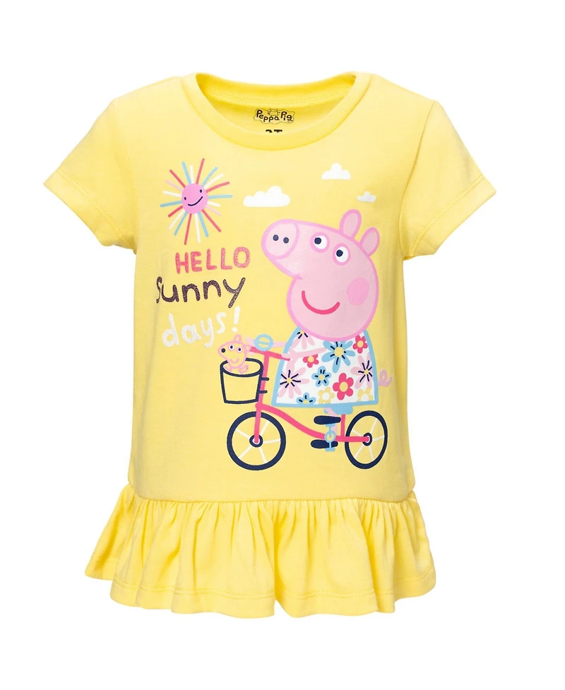 Peppa Pig Toddler Girls Peplum T-Shirt and Shorts Outfit Set