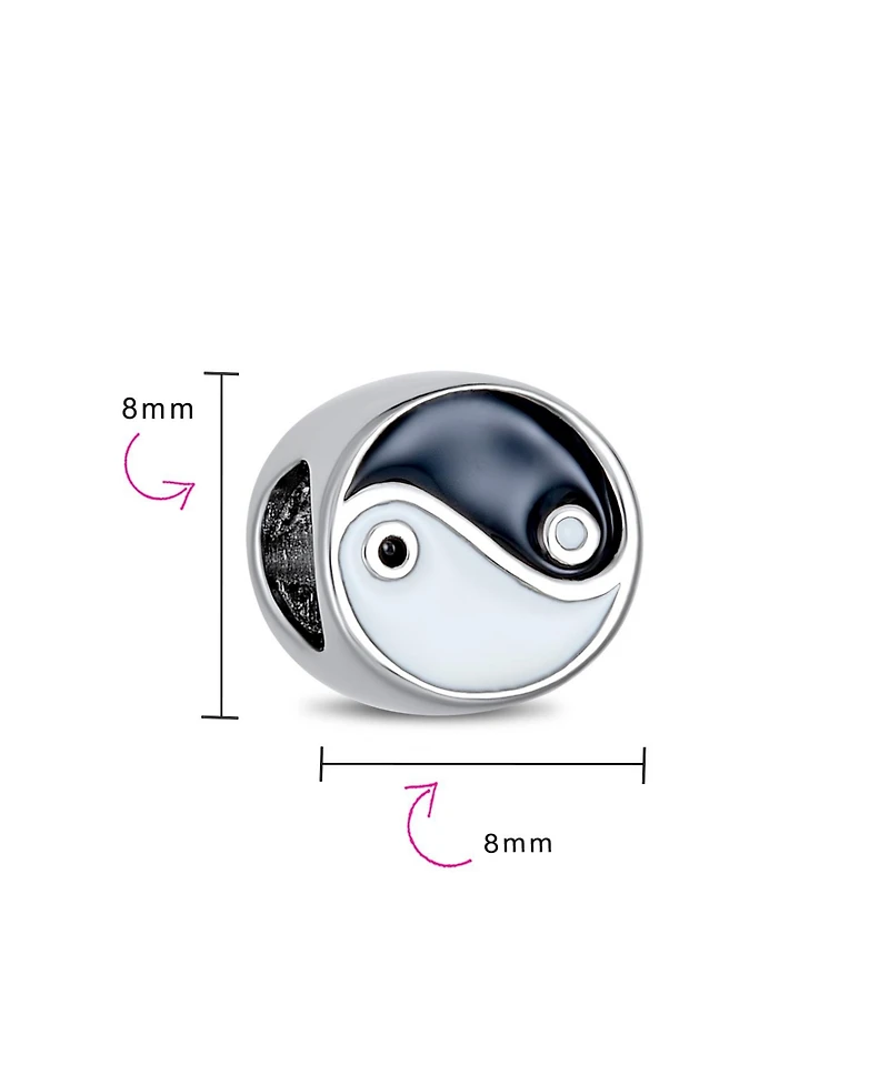 Bling Jewelry Yin Yang Charm Bead Sterling Silver European Bracelet - Black & White Balance