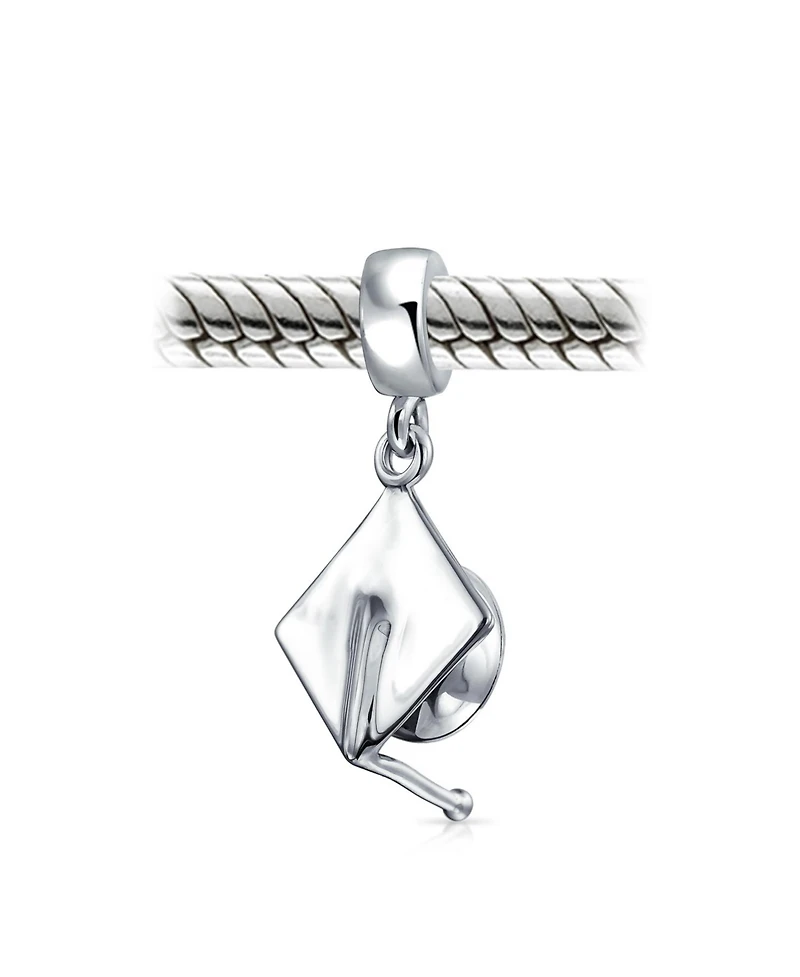 Bling Jewelry Graduate Trencher Cap Dangle Charm Bead Sterling Silver European Bracelet
