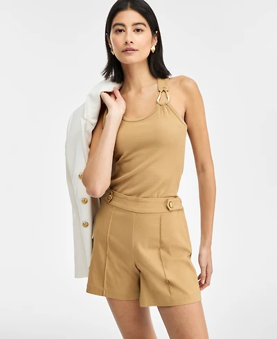 I.n.c. International Concepts Women's Perfect Ribbed Hardware-Trim Tank Top, Exclusively at Macy's
