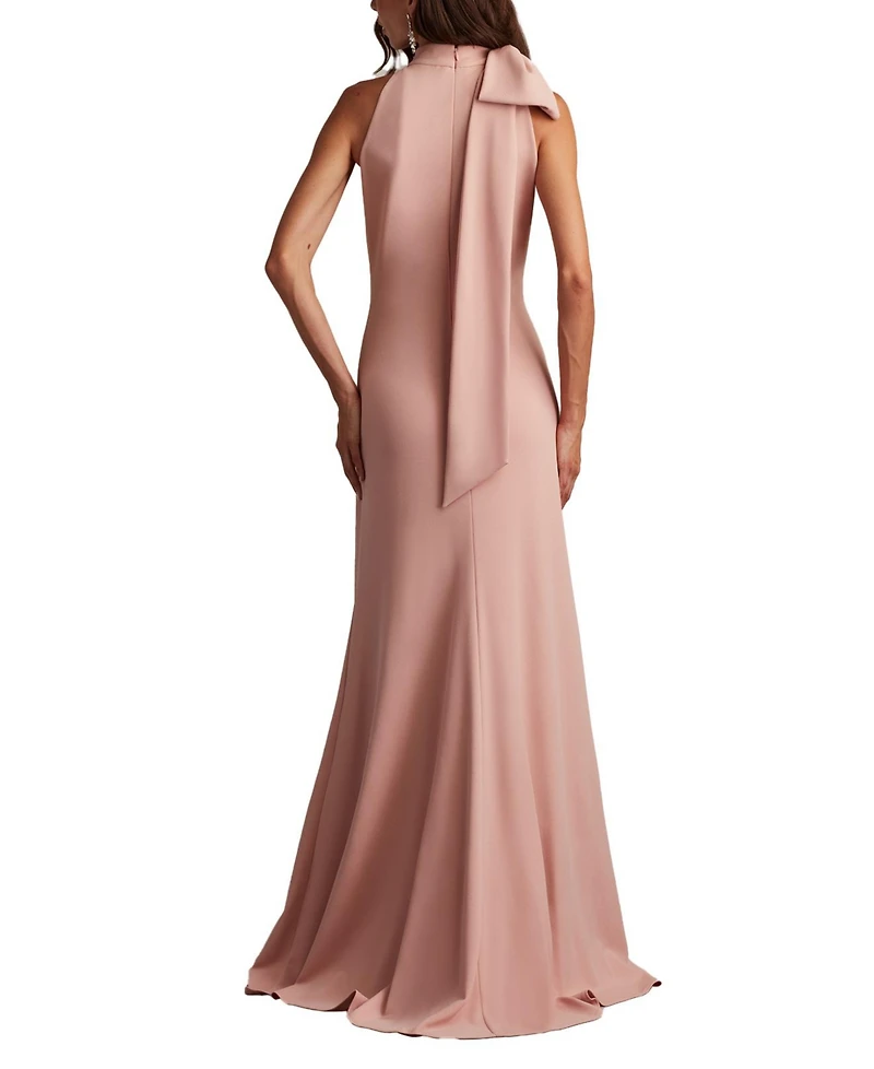 Tadashi Shoji Women's Sims Shoulder Bow Halter Gown
