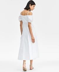 I.n.c. International Concepts Women's Cotton Cold-Shoulder Midi Dress, Exclusively at Macy's