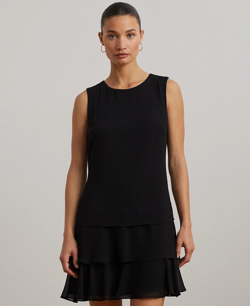 Lauren Ralph Women's Crinkle Georgette Shift Dress