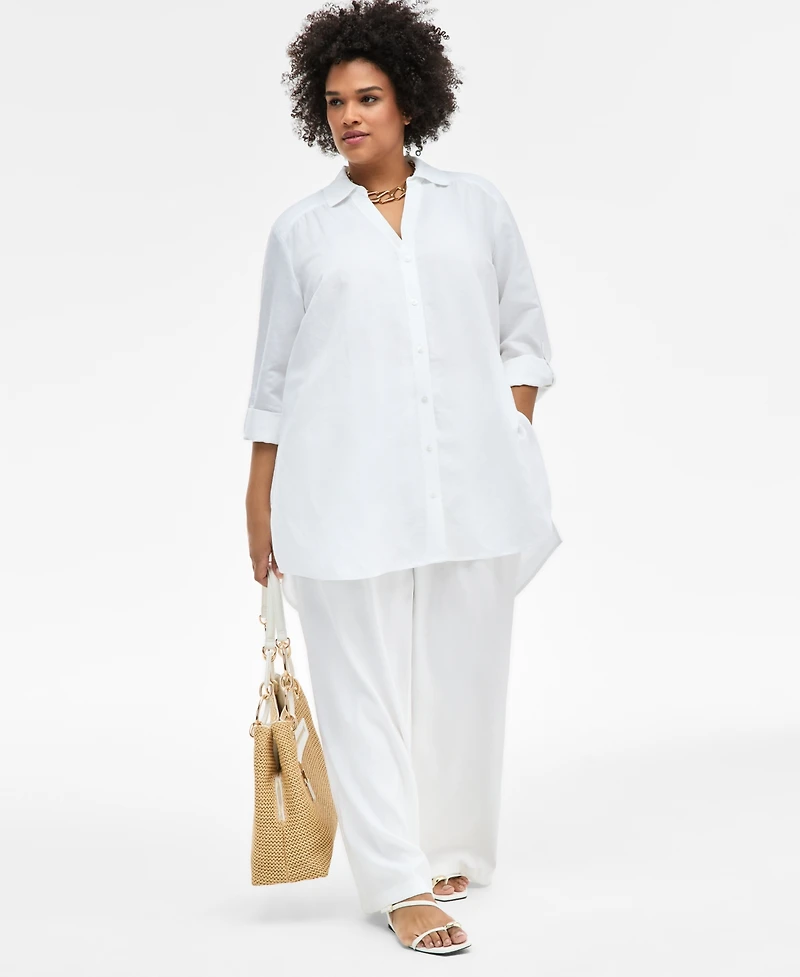 I.n.c. International Concepts Plus Linen-Blend Tunic, Exclusively at Macy's