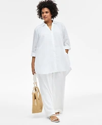 I.n.c. International Concepts Plus Linen-Blend Tunic, Exclusively at Macy's