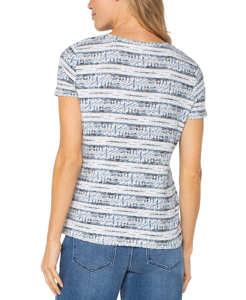 Liverpool Los Angeles Petite Short-Sleeve Scoop-Neck Knit Top