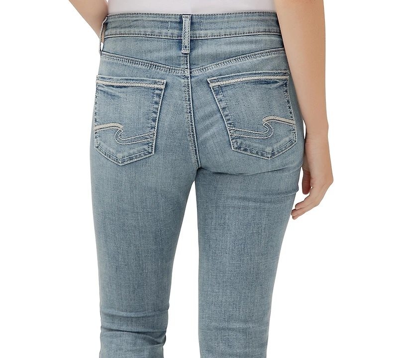 Silver Jeans Co. Women's Suki Mid-Rise Curvy-Fit Straight-Leg Cropped Denim Jeans