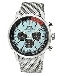 Simon Stainless Steel Chronograph Silver Tone & Black and Blue Men's Watch 1322ASIS