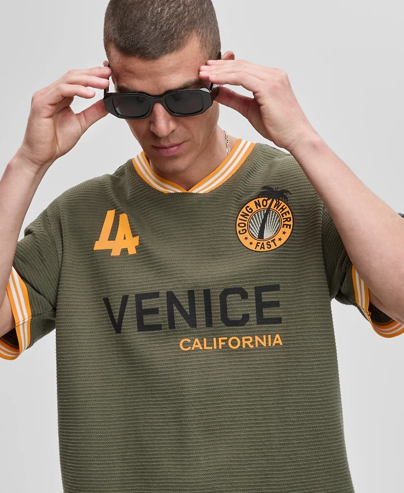 Mode of One Men's Relaxed Fit Short Sleeve Waffle-Knit Logo T-Shirt, Exclusively at Macy's