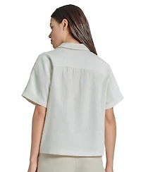 Jones New York Women's Linen-Blend Drop-Shoulder Shirt