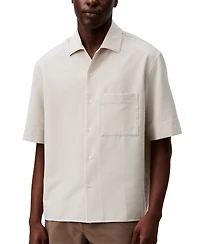Calvin Klein Men's Relaxed Fit Short Sleeve Seersucker Striped Button-Front Shirt