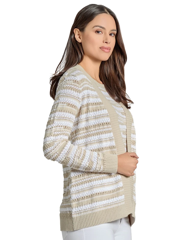 Jones New York Women's Textured Open-Front Cardigan