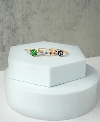 Emerald (1/2 ct. t.w.) & Diamond (1/20 ct. t.w.) Flower Ring in 14K Gold over Sterling Silver