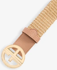 Giani Bernini Logo-Buckle Straw Belt