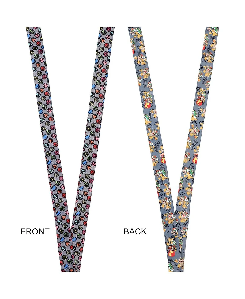 Super Mario Brothers Bowser Lanyard With Metal Charm And Id Sleeve