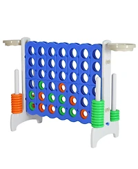 Sdadi Giant 33 Inch 4-In-a-Row Hoop Connect Strategy Game and Basketball Indoor/Outdoor Family Fun Board for Toddlers, Kids, Adults, Gray and Blue