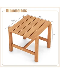 Patio Teak Wood Side Table with Slatted Tabletop for Yard