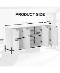 Modern Storage Cabinet with Adjustable Shelves, 65IN Accent Cabinet with 4 Doors, Decorative Cabinets for Living Room, Kitchen, Office