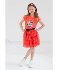 Miraculous Girls Ladybug Rena Rouge Queen Bee T-Shirt, Skirt and Satin Headband 3 Piece Outfit Set to