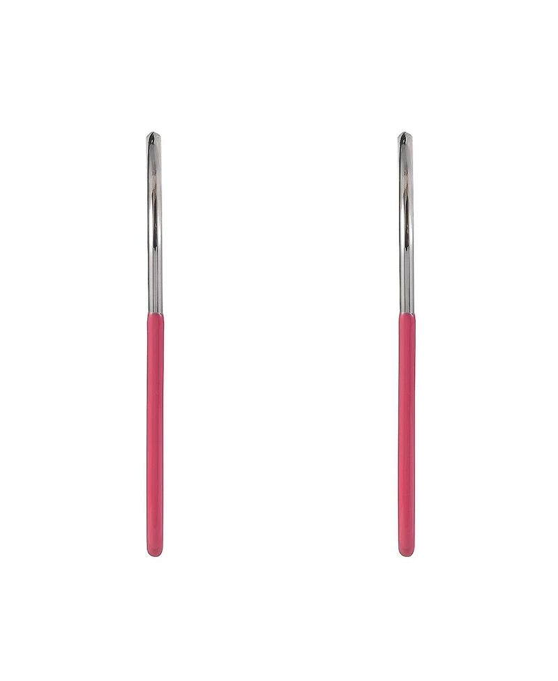 Laundry by Shelli Segal Silver Tone and Pink Enamel Post Triangle Earrings