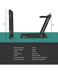 Gymax 2 1 Folding Treadmill 2.25HP Running Machine w/ Dual Display