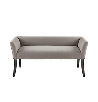 Upholstered Accent Bench with Nailhead Trim and Solid Wood Legs-The Pop Home