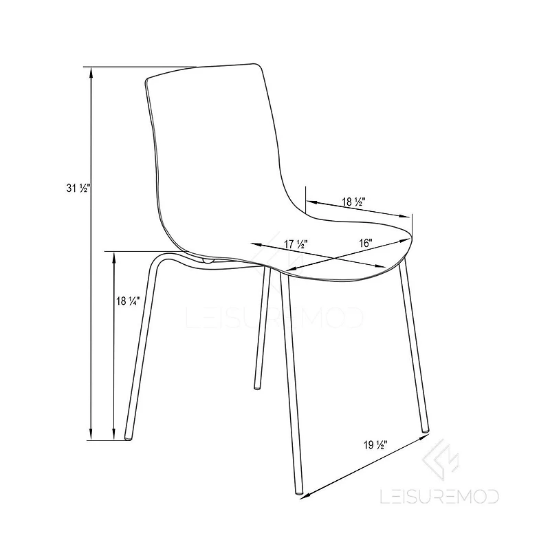 LeisureMod Astor Water Ripple Design Dining Chair Set of
