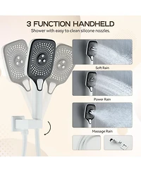 2-Function Shower System, Wall Mounted 10" Rain Shower Head, High-Pressure Luxury Shower Faucet Set with Temperature Display, Matte White