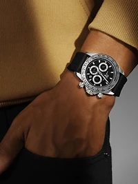 Preston Sport Silicone Silver Tone & Black Men's Watch 1037APRR