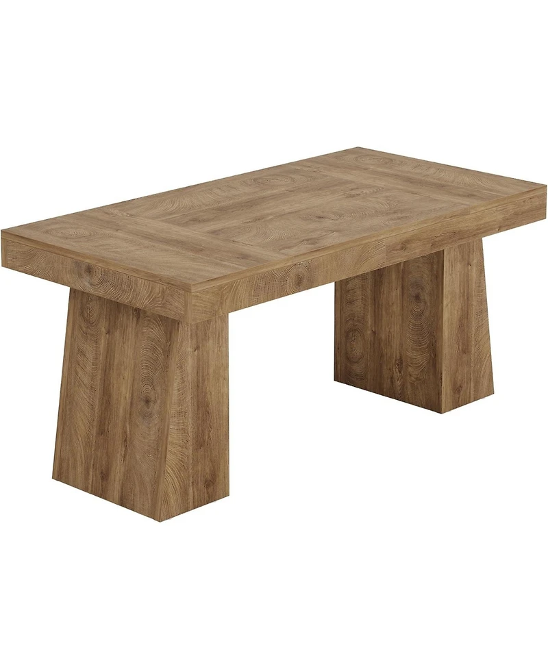 Tribesigns 55 Inches Executive Desk, Mid-Century Modern Home Office Desk with Double Trapezoid Base, Wood Computer Desk Business Workstation Desk