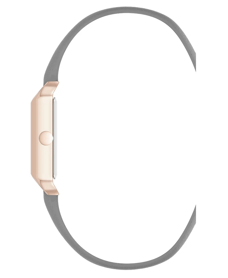 Nine West Women's Quartz Rectangular Rose Gold-Tone and Polyurethane Leather Band Watch