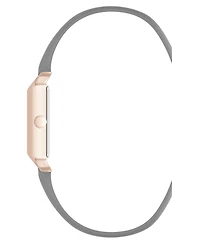 Nine West Women's Quartz Rectangular Rose Gold-Tone and Polyurethane Leather Band Watch