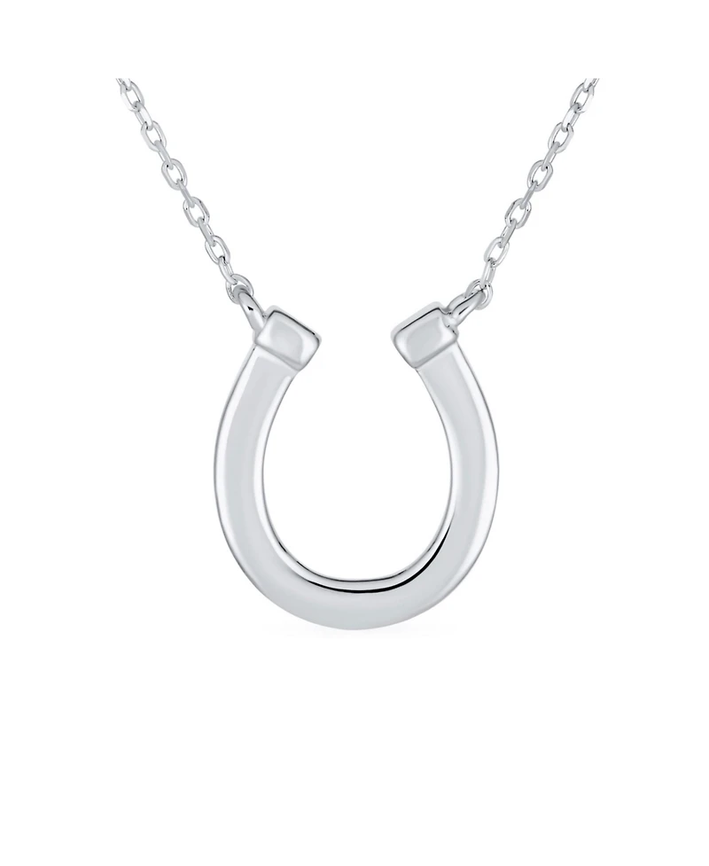 Bling Jewelry Delicate White or Orange Fire Created Opal Equestrian Good Luck Charm Horseshoe Necklace Pendant .925 Sterling Silver
