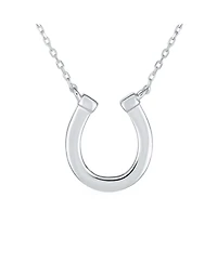 Bling Jewelry Delicate White or Orange Fire Created Opal Equestrian Good Luck Charm Horseshoe Necklace Pendant .925 Sterling Silver