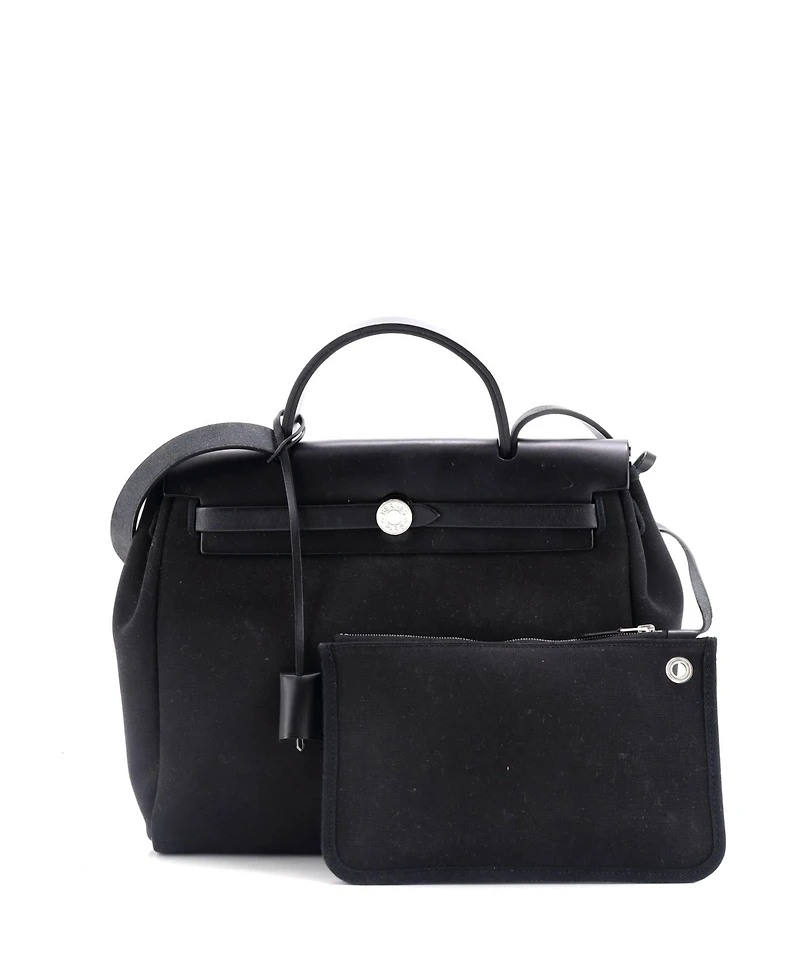 Pre-Owned Hermes Herbag Zip Leather and Toile