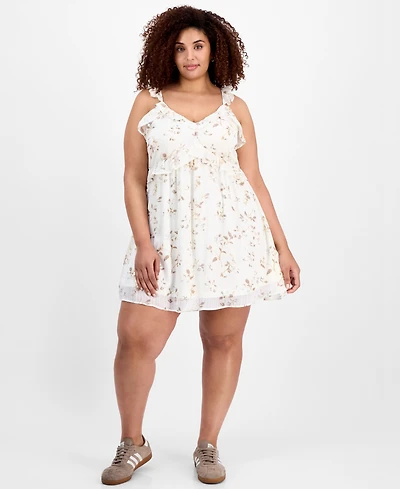 And Now This Trendy Plus V-Neck Ruffle-Trim Mini Dress, Exclusively at Macy's