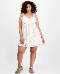 And Now This Trendy Plus V-Neck Ruffle-Trim Mini Dress, Exclusively at Macy's