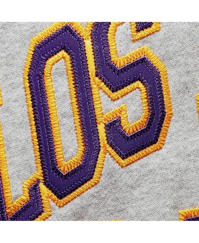 Men's Mitchell & Ness Heathered Gray Los Angeles Lakers Hardwood Classics Big and Tall Throwback Pullover Hoodie